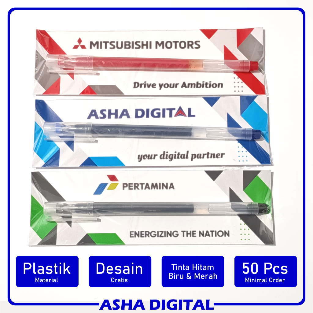 

Pulpen Promosi Souvenir Custom Packing Background | Bolpoin Custom Logo Tulisan | Cetak Ballpoint | Pena Lucu Pernikahan Warna Warni | Asha Digital