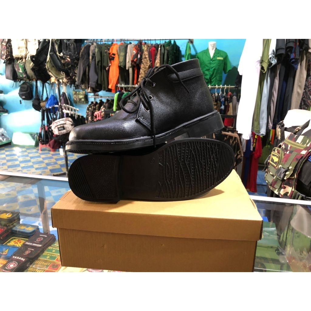 SEPATU PDH PRIA KULIT SINTESIS ANTI SLIP HITAM DOFF TNI SEPATU PDH DOFF RESLETING