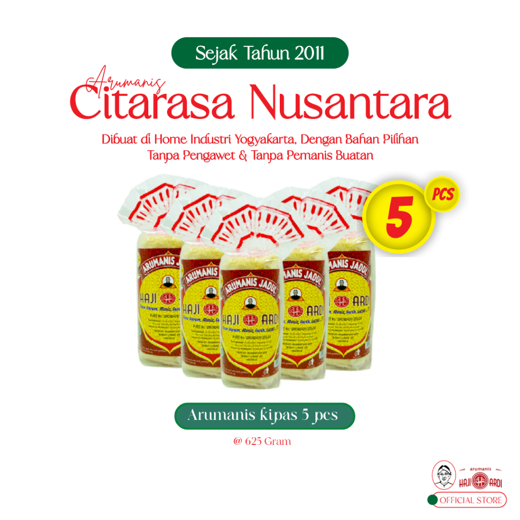 

Arumanis Haji Ardi Kemasan Kipas (5 Pcs) - Jajanan Rambut Nenek Arumanis Arbanat Tanpa Pengawet dan Pemanis