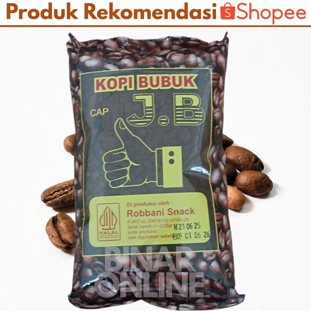 

Kopi Bubuk Jempol Baru JB 225 gram Robusta Asli Pringsewu Lampung Murah Kopi KOPI Cap J.B