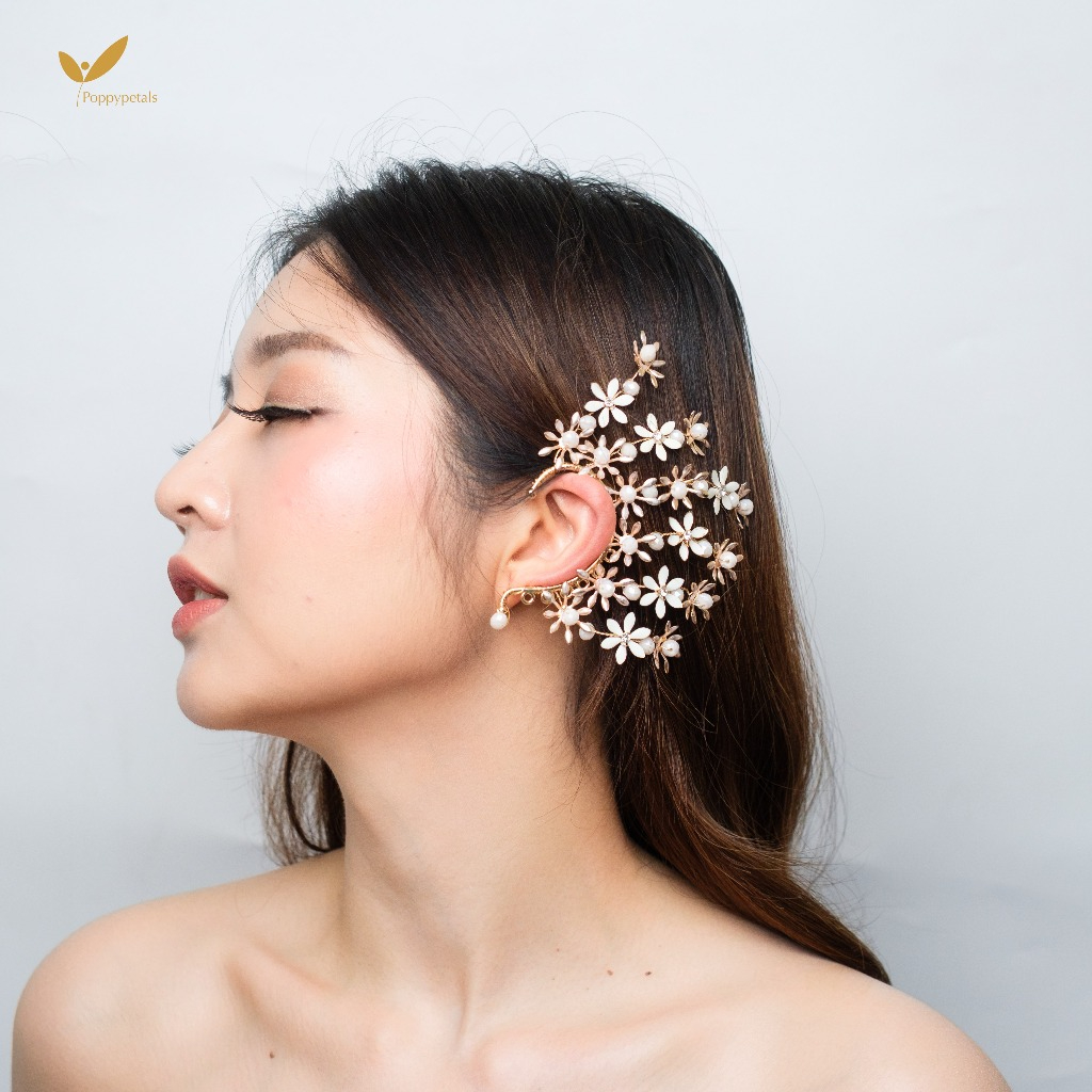 Poppypetals Fiorenza Headpiece Earcuff - Tusuk Konde Sirkam Haircomb Wanita Premium Import Korea