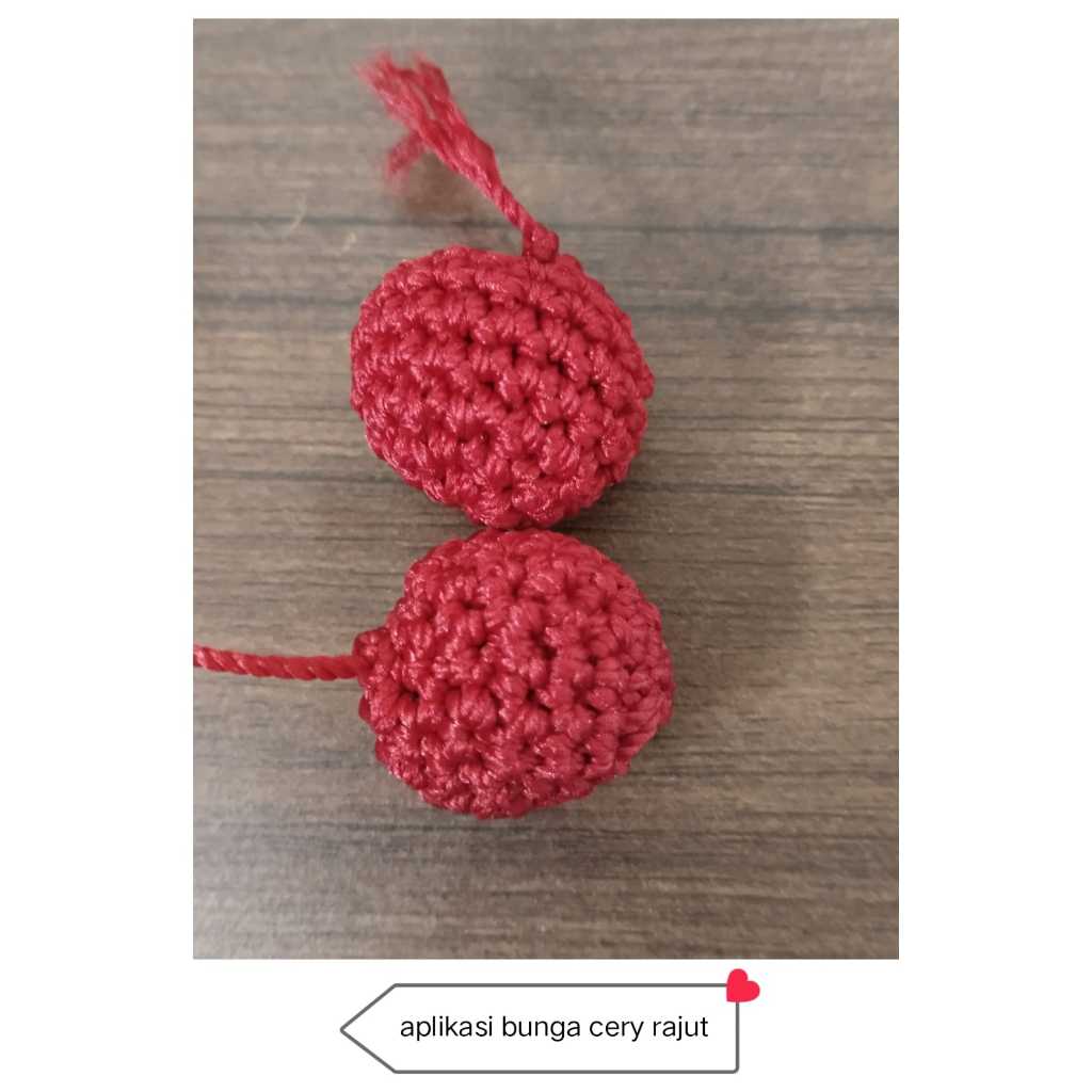 Aplikasi Buah Cerry Rajut - Handmade