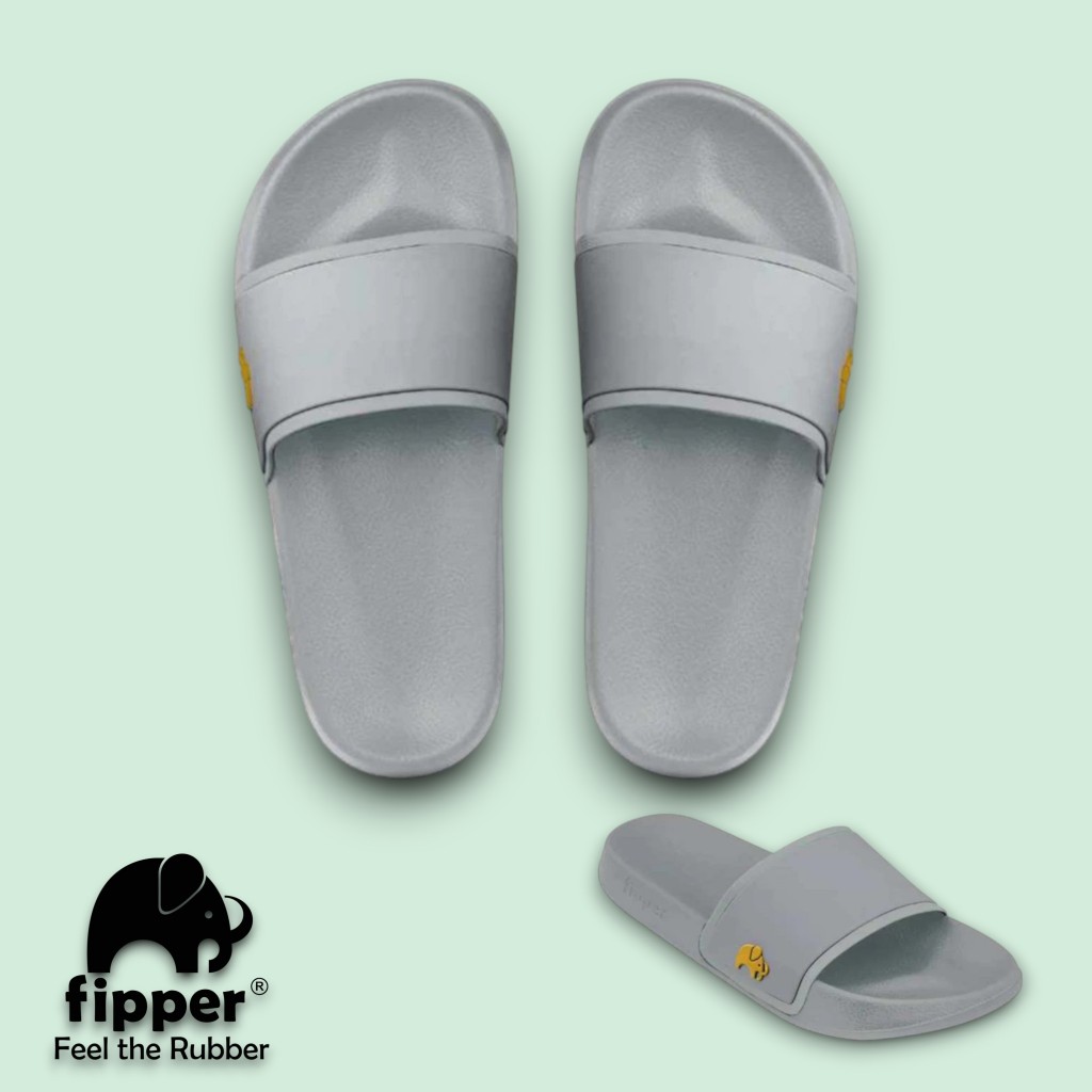 FIPPER SLIP ON GREY ( IRON ) / GREY ( IRON ) / GOLD - sandal slide pria/wanita