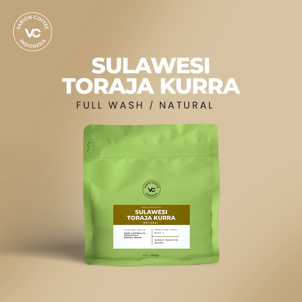 

Kopi Arabika Sulawesi Toraja Kurra Single Origin 200gr - Biji / Bubuk Kopi Varion Coffee