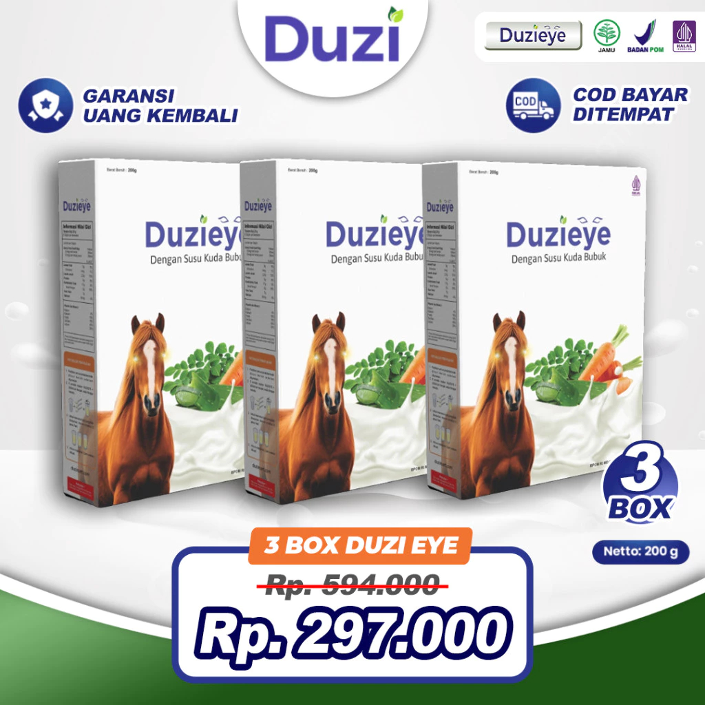 

3 BOX Duzi Eye Susu Kuda Diformulasikan Untuk Kesehatan Mata Minus, Kering, Lelah, Katarak