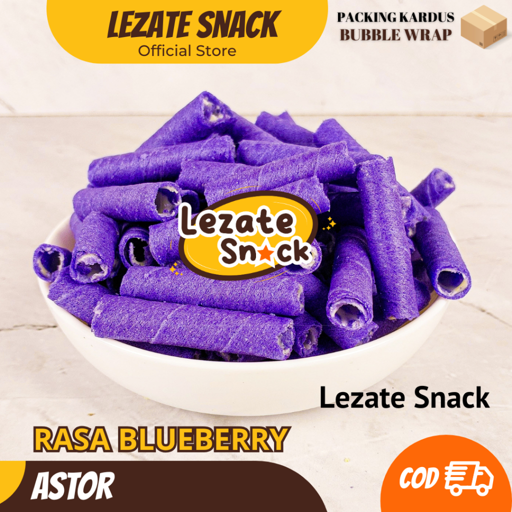 

Astor Mini Blueberry 100gr Kiloan Murah Enak Manis Renyah / Wafer Roll Kiloan Blue beri Astor Kiloan Barcelona / Wafer Rolls Coklat Greentea Vanila Lezate Snack SEDAP SNACK