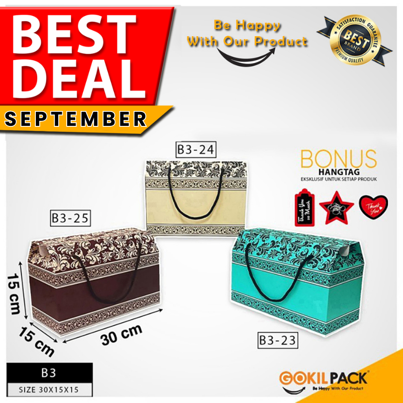 

Kotak Kado|Gable|Kue|Hampers|Serbaguna|Dus|Box|Packaging|30X15X15|B3-23