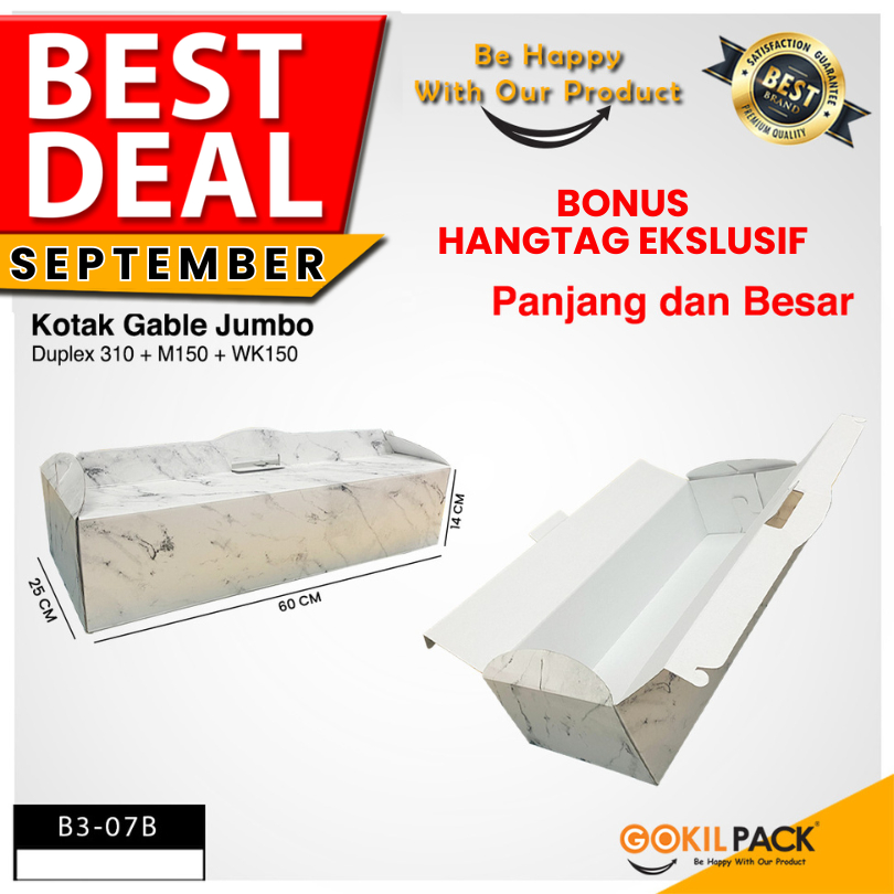 

Kotak Gable - Box Kado Jumbo - Motif Marble - Ukuran 60x25x14 - B3-07B