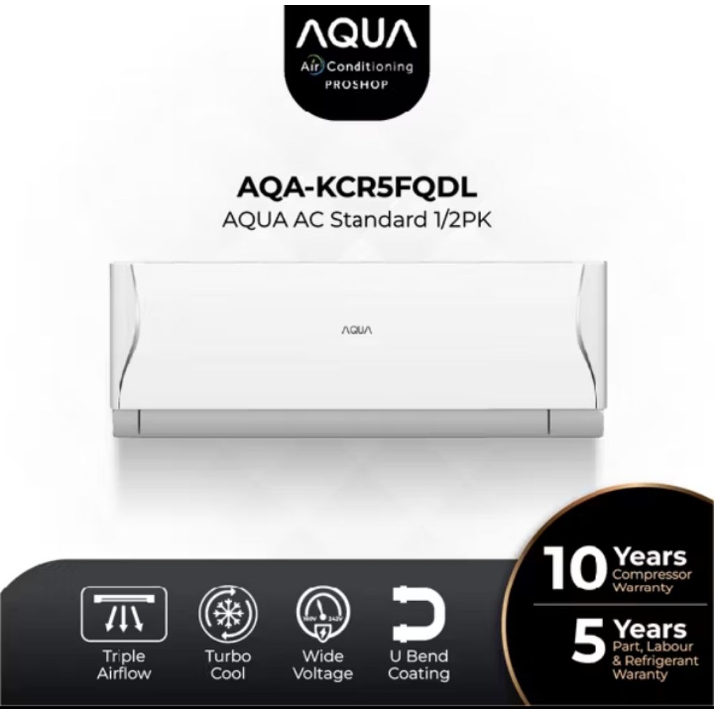 AC AQUA 1/2 PK NEW AQA-KCR5FQDL anti karat bluefin hemat listrik