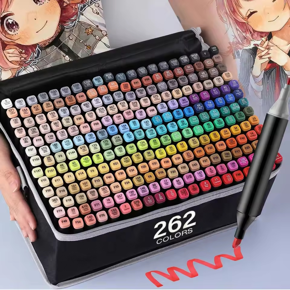 

262 PCS Spidol Warna Komplit : Seni Lukis Tanpa Batas - Spidol Warna Warni 1 Set Sketch Marker 2 Tip Touch Marker