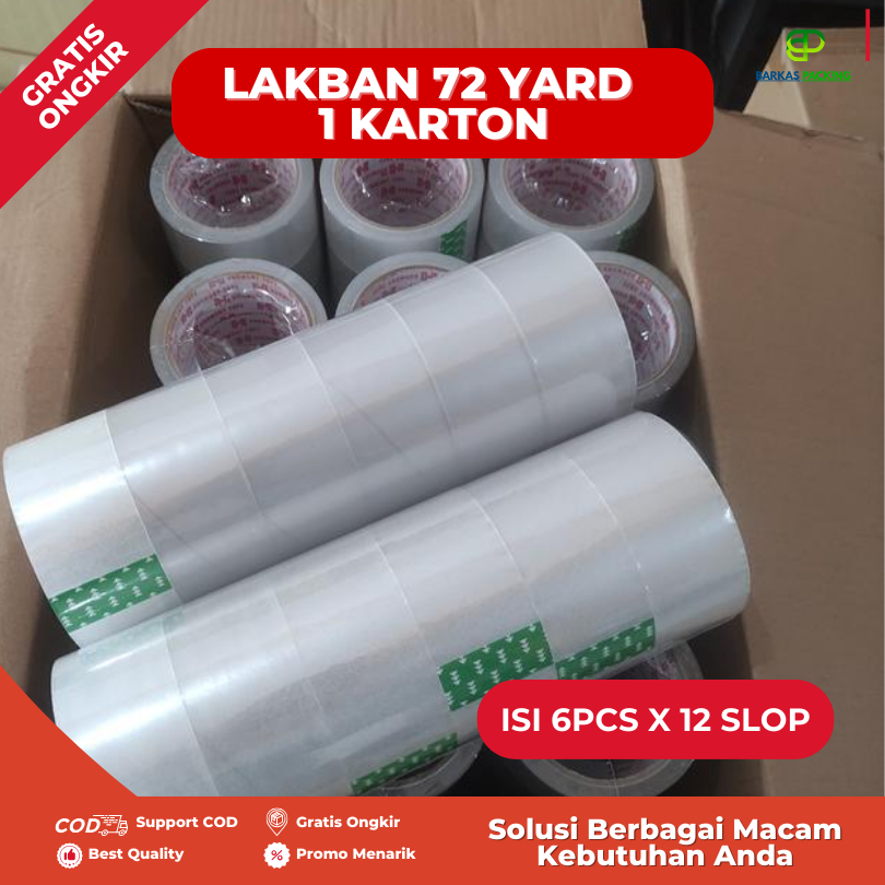 

(1 KARTON ISI 12 SLOP) Solasi Bening 72 Yard - Lakban Coklat Bening Tebal Super Lengket - Clear Coklat White Lakban Paket Ekonomis Daya Rekat Kuat Berkualitas