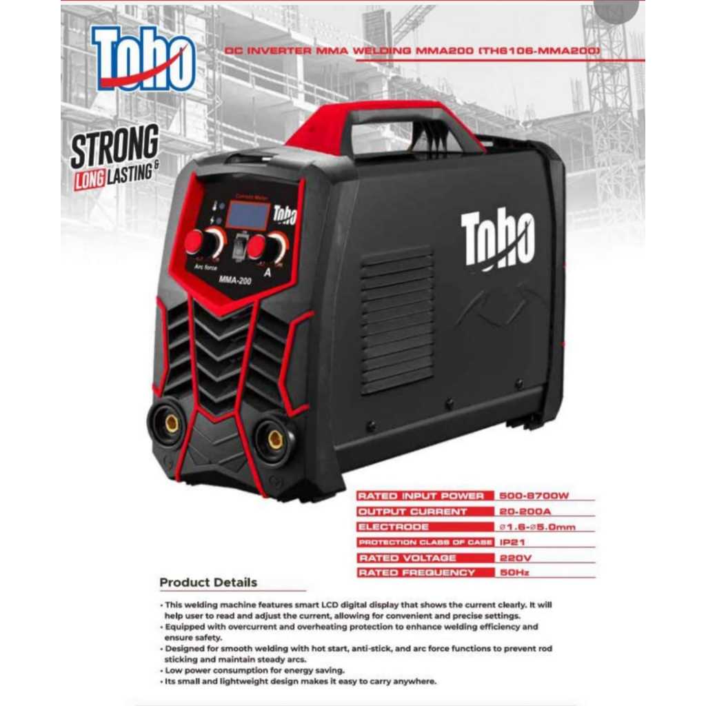 mesin las toho mma inverter dc mma-200(TH6106)