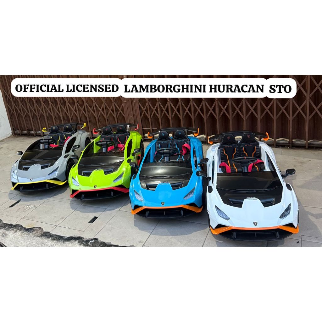 GOSEND Mobil Aki Anak LAMBORGHINI HURACAN STO 24Volt Ban Karet Mainan Mobil Aki