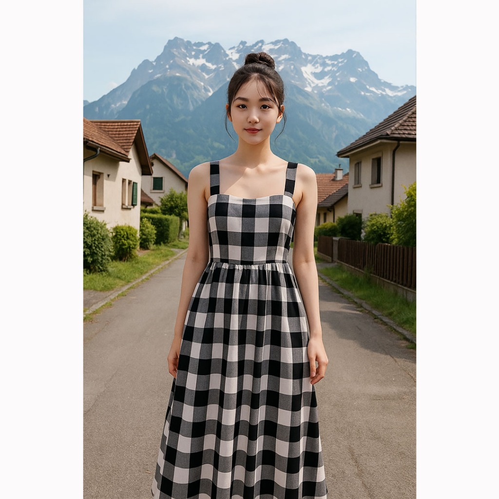 100% KATUN PREMIUM - SWAN DRESS - DRESS MAXI WANITA TANPA LENGAN - DRESS KOREA IMPORT - LONG DRESS W