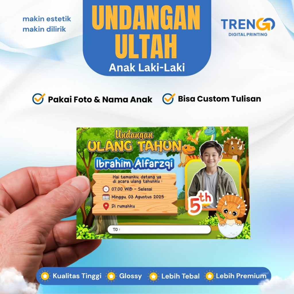 Undangan Ulang Tahun Anak Laki-laki | Undangan Ultah | Kartu Undangan Ultah Anak Cowok