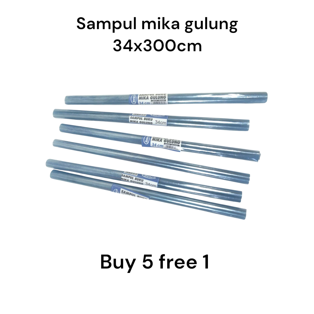 

(buy 5 get 1) Sampul Buku Mika Gulung 34x300cm – Pelindung Buku & Dokumen Transparan