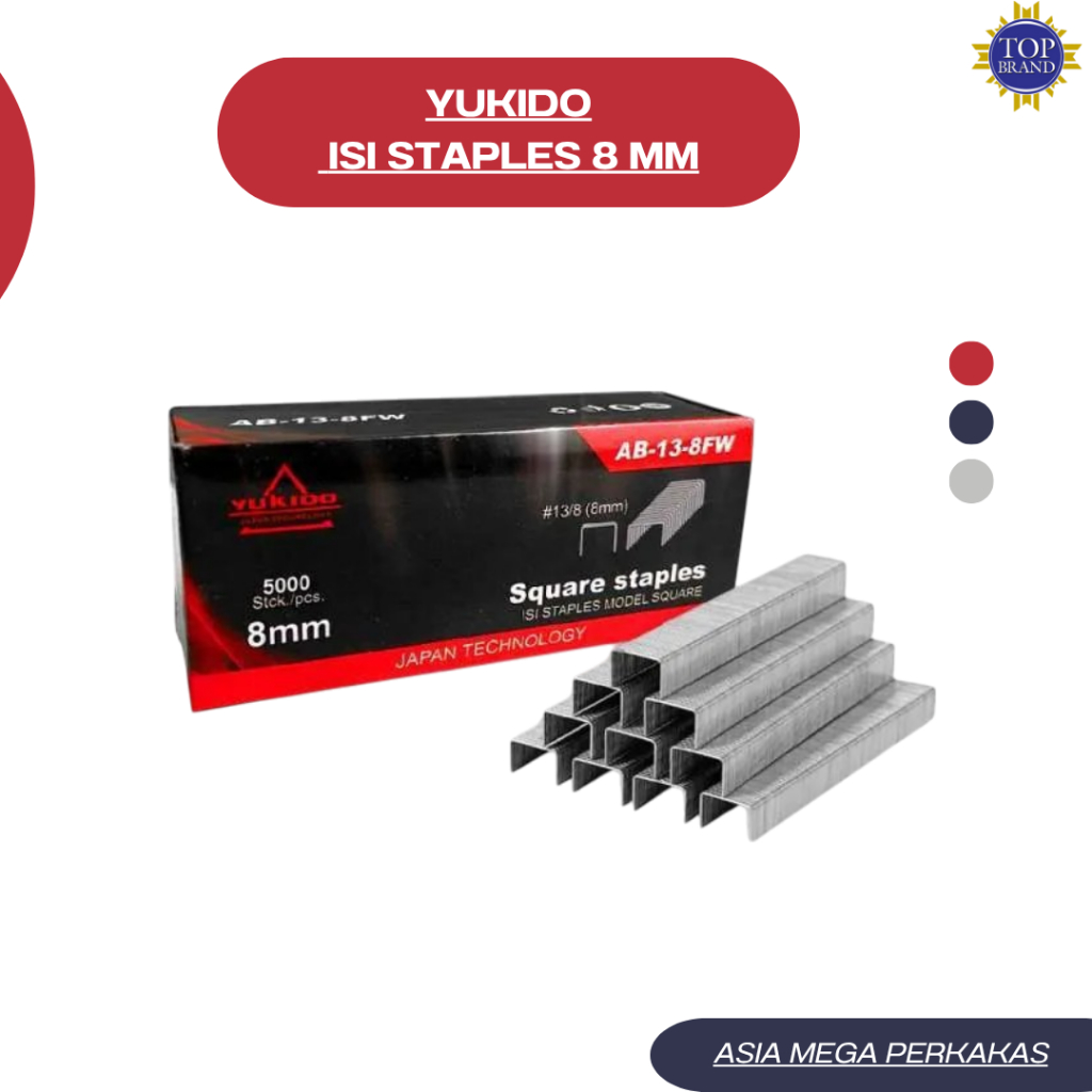 

YUKIDO Isi Staples 5000Pcs Model Kotak Ukuran 13/8MM - AB13-8FW