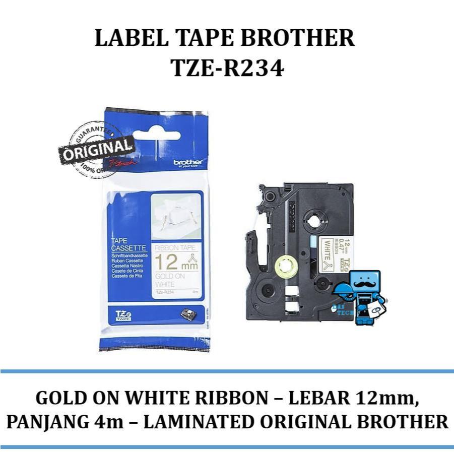 

BROTHER Label Tape TZE R234 Gold on White 12mm Original