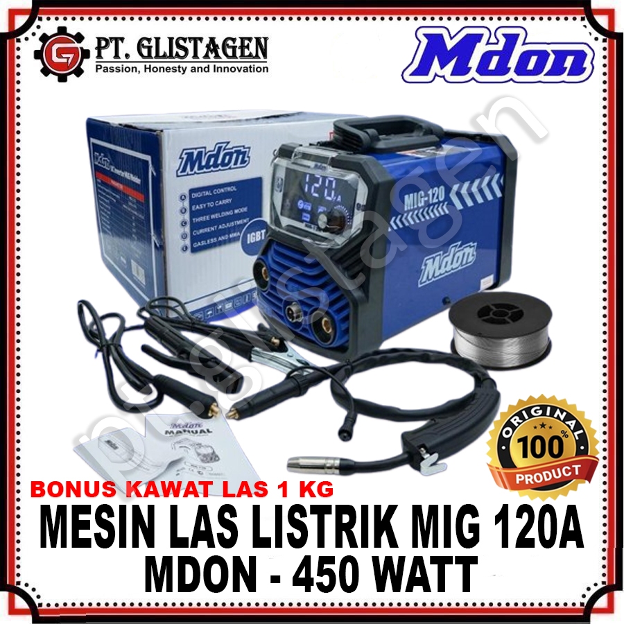 NEW MDON MIG 120A Mesin Las Listrik MIG 120A CO2 Mesin Las Trafo Travo Las Tanpa Gas Welding MIG