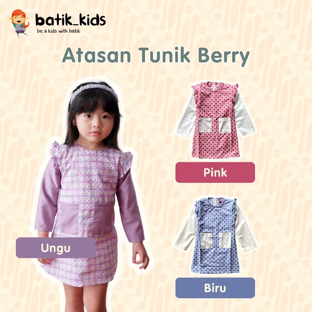 BATIK KIDS COUPLE TUNIK KEMEJA BATIK ANAK BERRY CEWEK COWOK SERAGAM BATIK SEKOLAH ATASAN BAJU ANAK U
