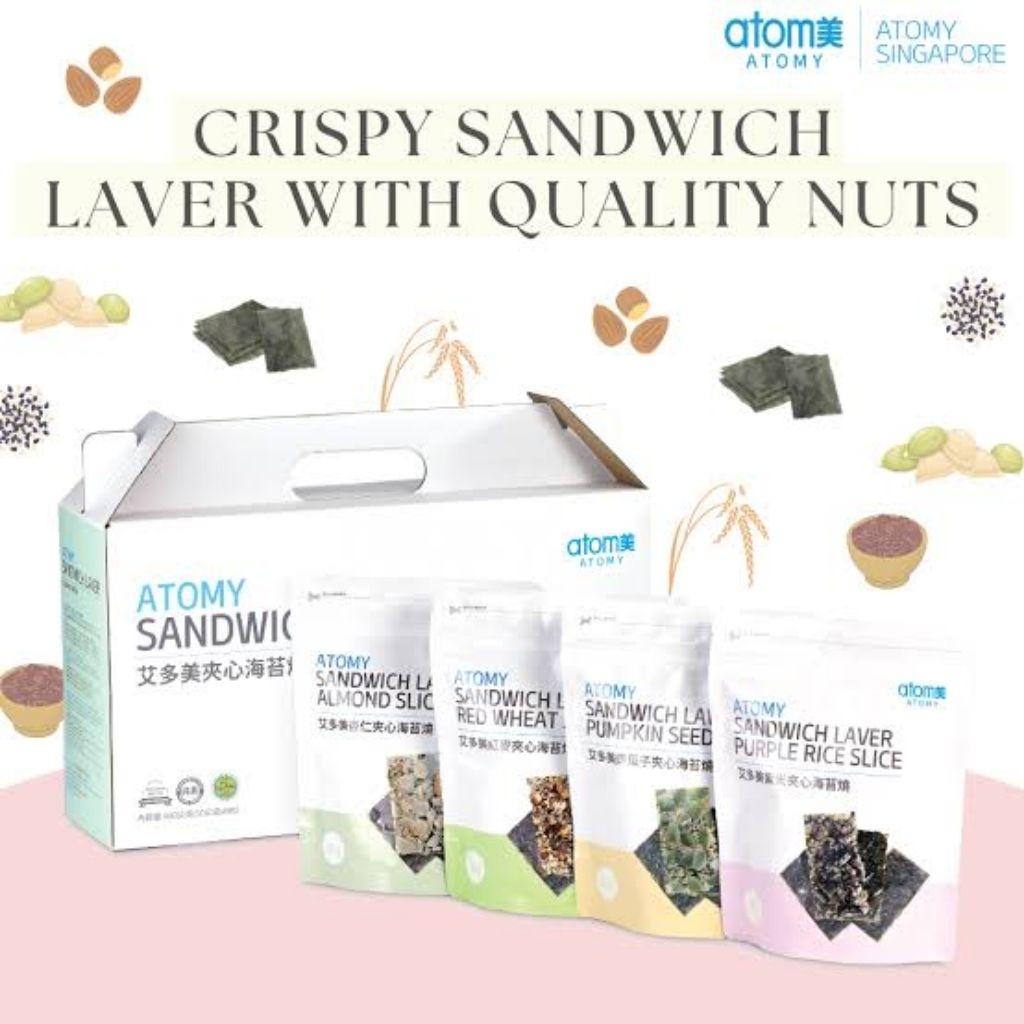 

Vivi - sandwich laver 1set $atomy$ makanan ringan dari rumput laut berlapis yang renyah berkualitas tinggi
