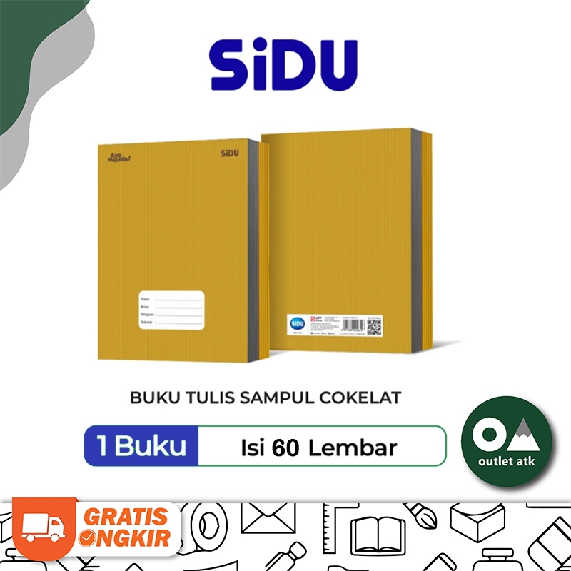 

Buku Tulis Sekolah / Buku Sampul Coklat SIDU 60 Lembar Isi 10 per Pack