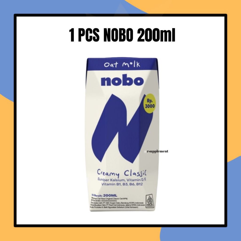 

[ KHUSUS INSTAN ] Nobo Oat Milk Creamy Classic 200ml/pcs Susu Oatmilk Ecer
