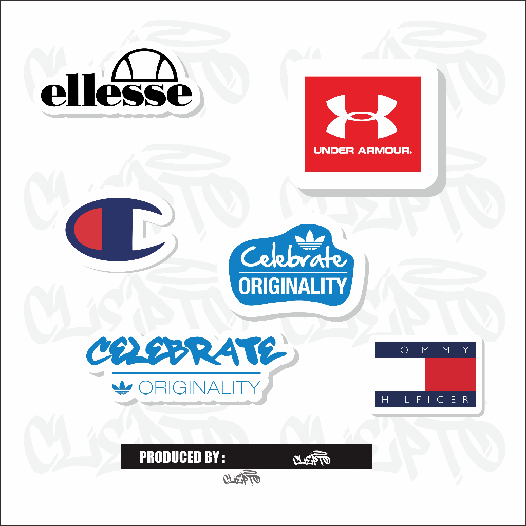 

STIKER BRAND - BUNDLING 6 ELLESE, UNDER, CHAMPION, ADIDAS, TH