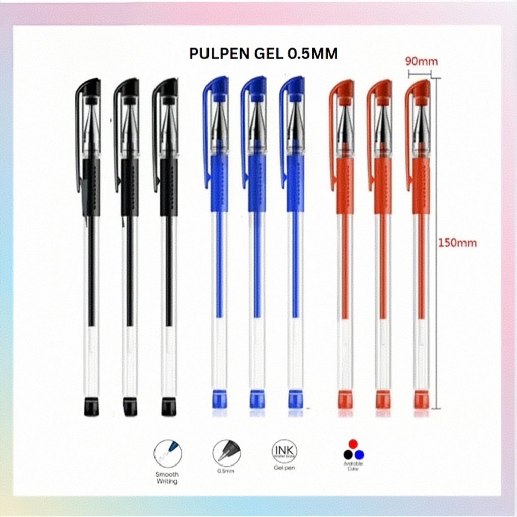 

（BISA COD）Pena Gel KEKE Alat Tulis 0.5mm Stationary Pulpen Gel Hitam Berkualitas Tinggi Isi Ulang Berbasis Air 0,5mm - Stationery