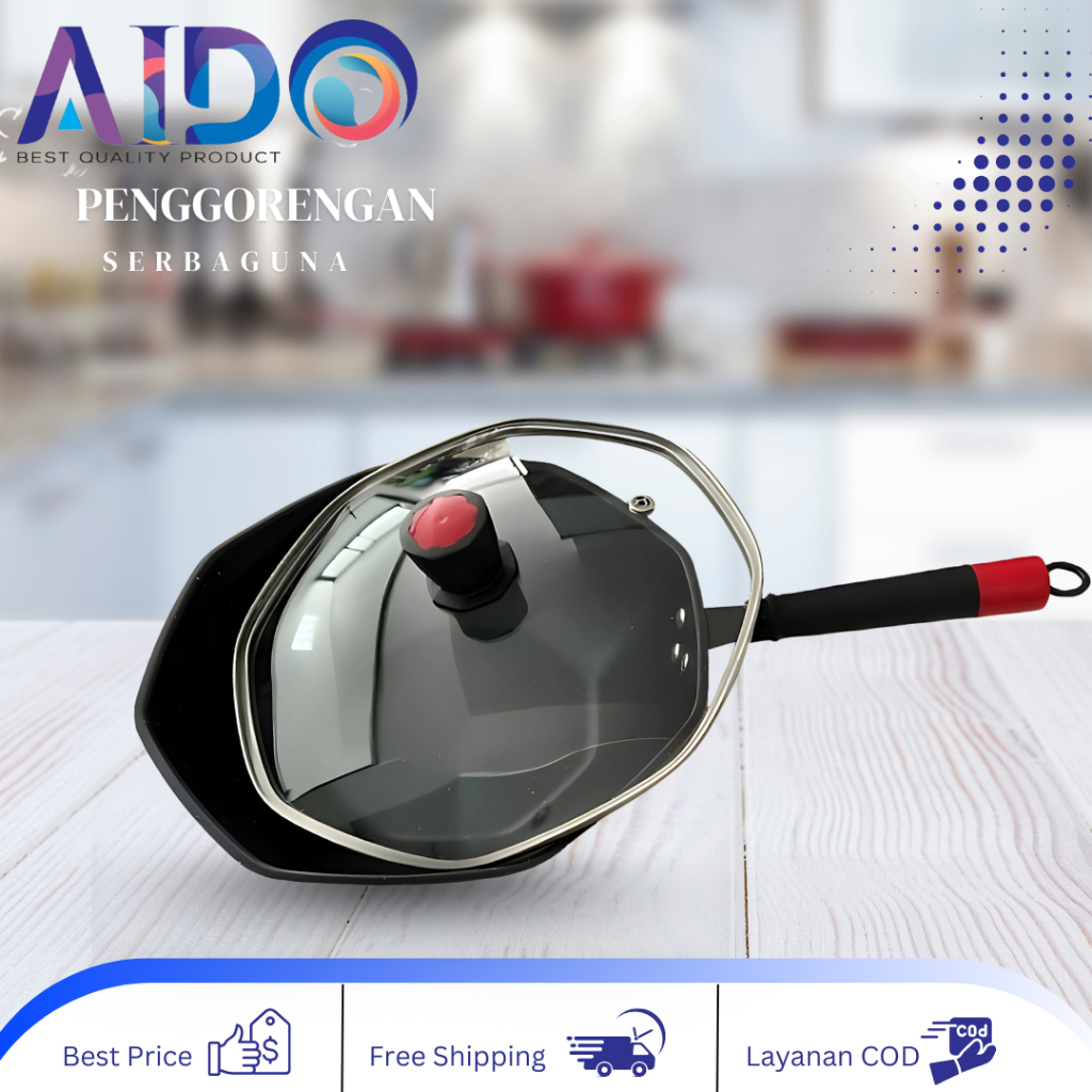 Panci wajan Segi 8 penggorengan wok PAN 32cm original Panci Segi Delapan Wajan Anti Lengket