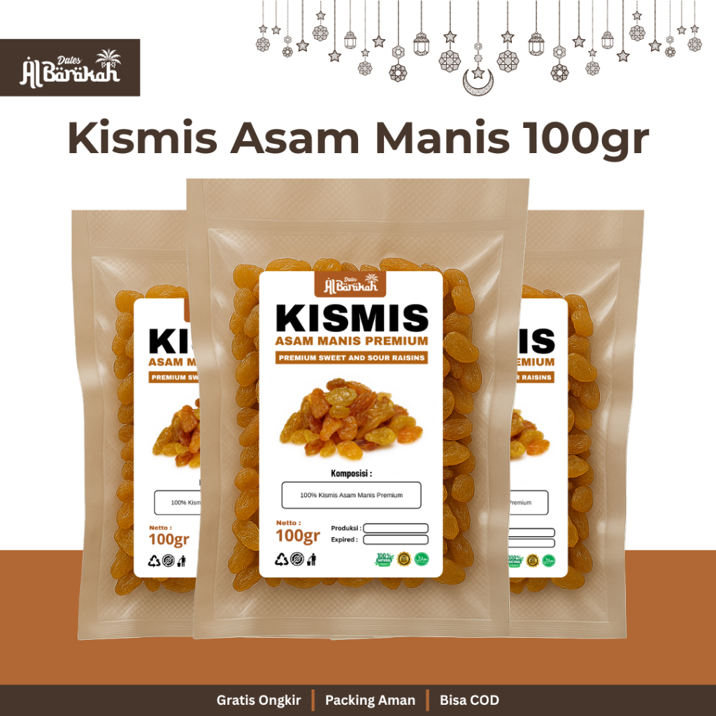 

Kismis Asam Manis Golden Raisins Premium Kemasan 100gr Camilan Sehat Superfood