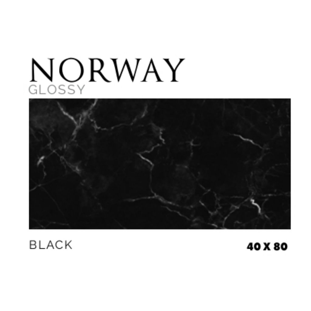 KERAMIK MEREK PLATINUM TYPE NORWAY BLACK UKURAN 40X80 GLOSSY