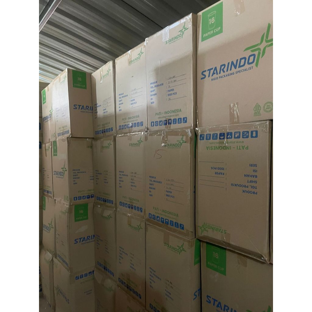 GELAS PAPER/PAPER CUP/GELAS KERTAS/GELAS PAPER 16 OZ MEREK STARINDO 1 DUS ISI 2000 PCS KOKOH DAN TEB