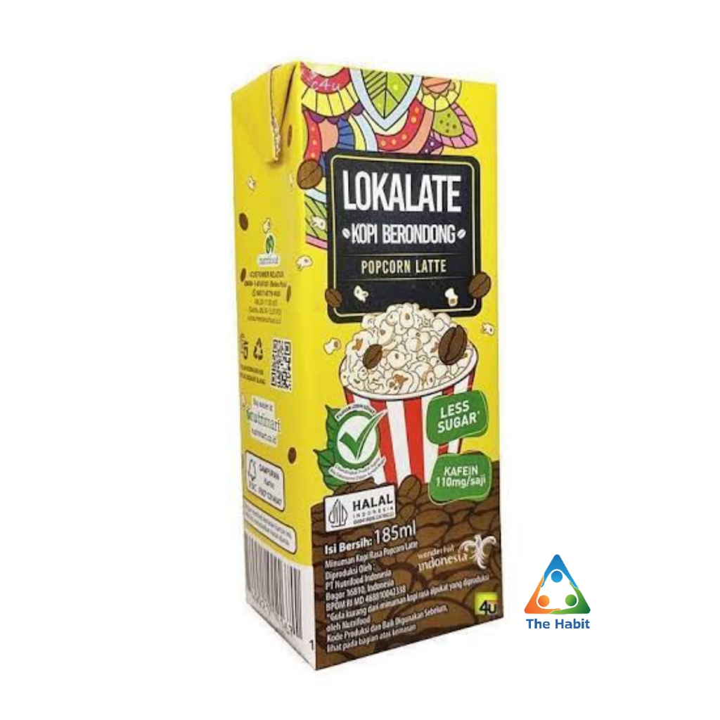 

(The Habit) Lokalate Kopi Berondong Popcorn Latte Kopi Less Sugar Ready To Drink 185ml