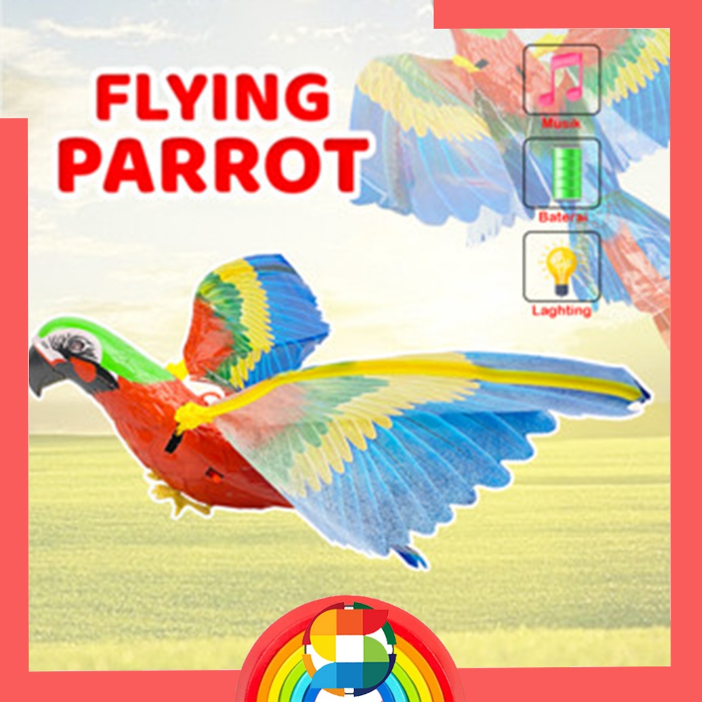 Mainan Burung Parrot Terbang / Mainan Burung Gantung Terbang Musik / Mainan Parrot Light & Music