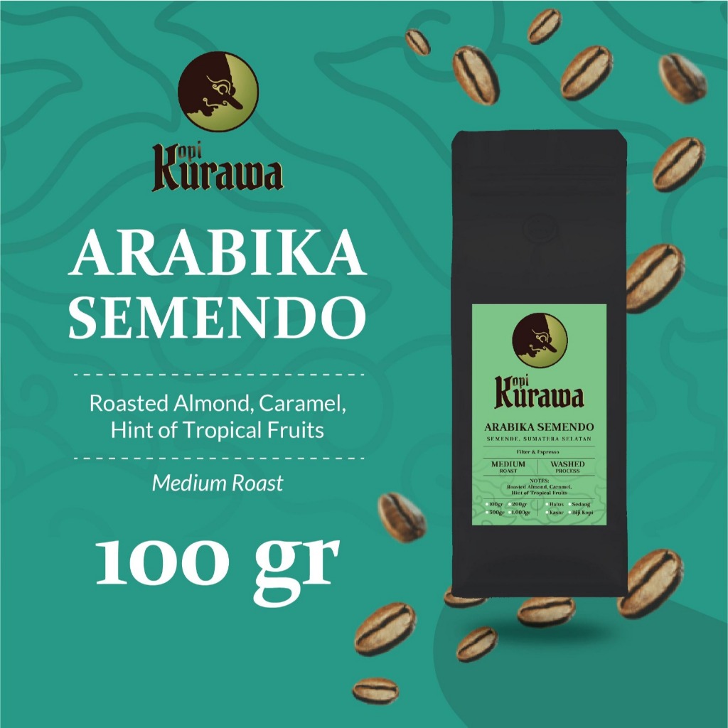 

Kopi Arabika Semendo Sumatera 100gr Arabica Coffee Beans Biji Bubuk