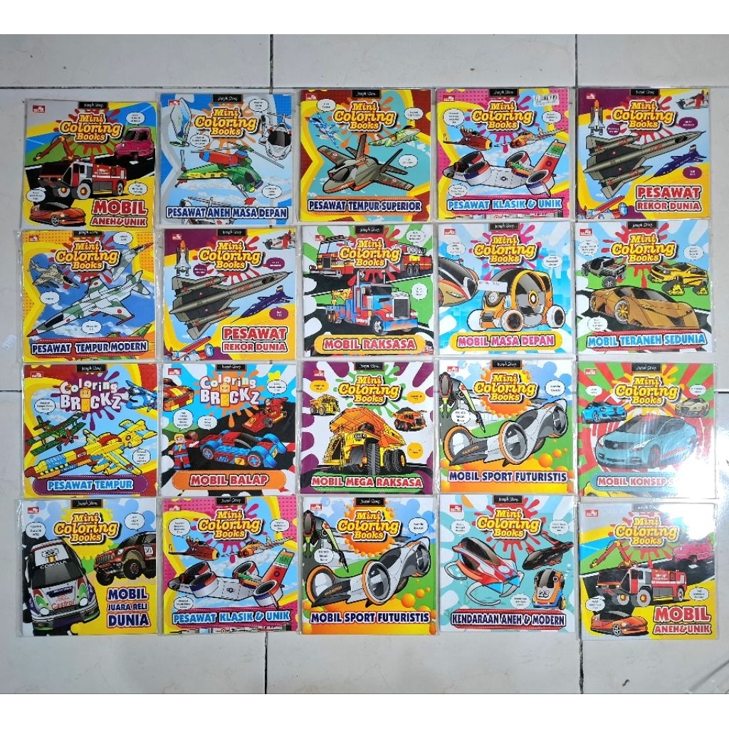 OBRAL MURAH BUKU CABUTAN RANDOM / MINI COLORING BOOKS / BUKU MEWARNAI / MOBIL DAN PESAWAT / BUKU ANA