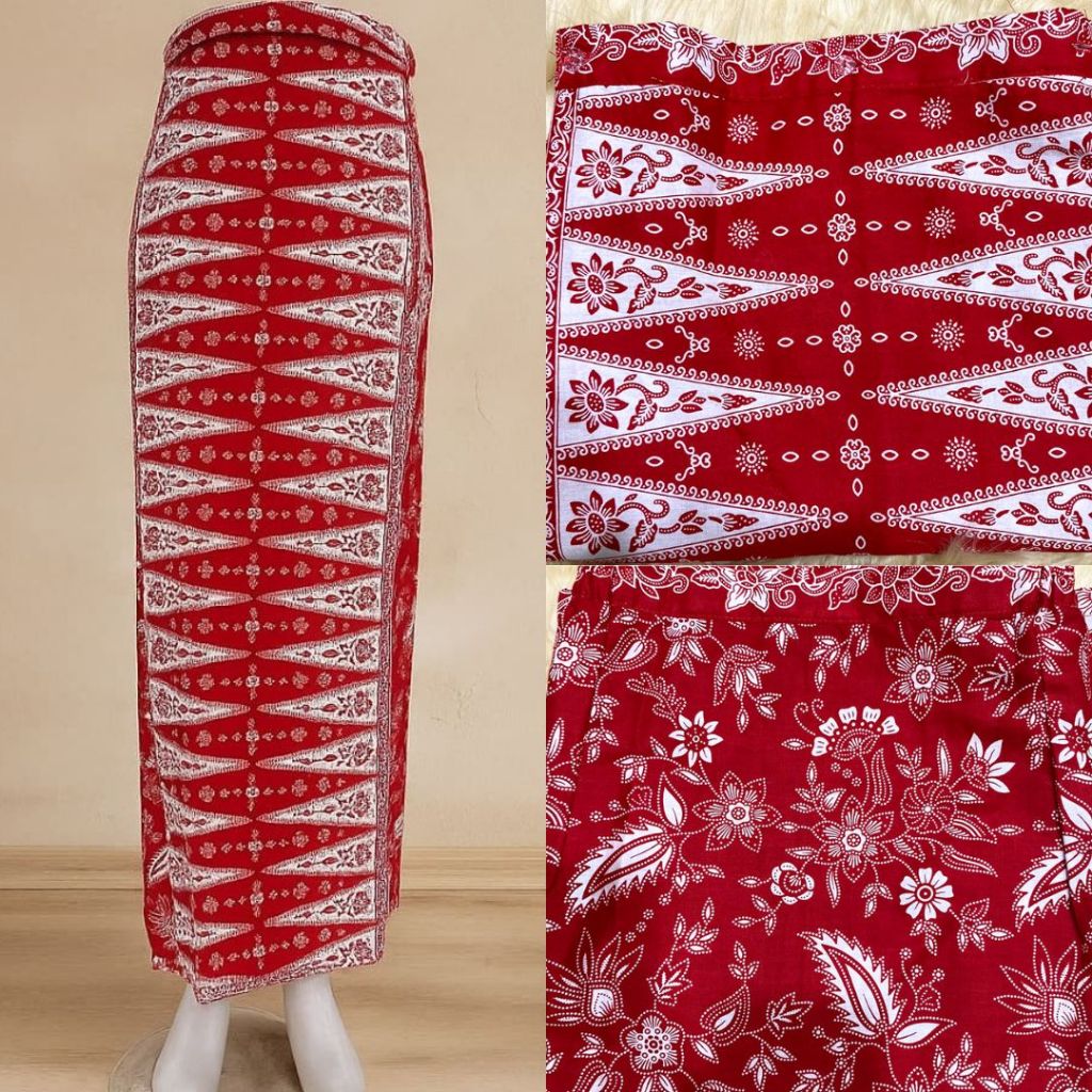 Rok Span Tumpal Betawi MERAH PUTIH / Rok Betawi Bawahan ENCIM Merah Putih