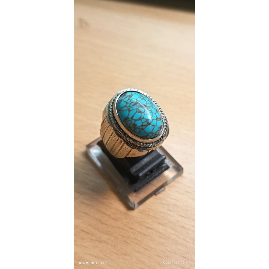 Hisperingin_ Cincin Batu Akik Pirus Mesir Urat Emas