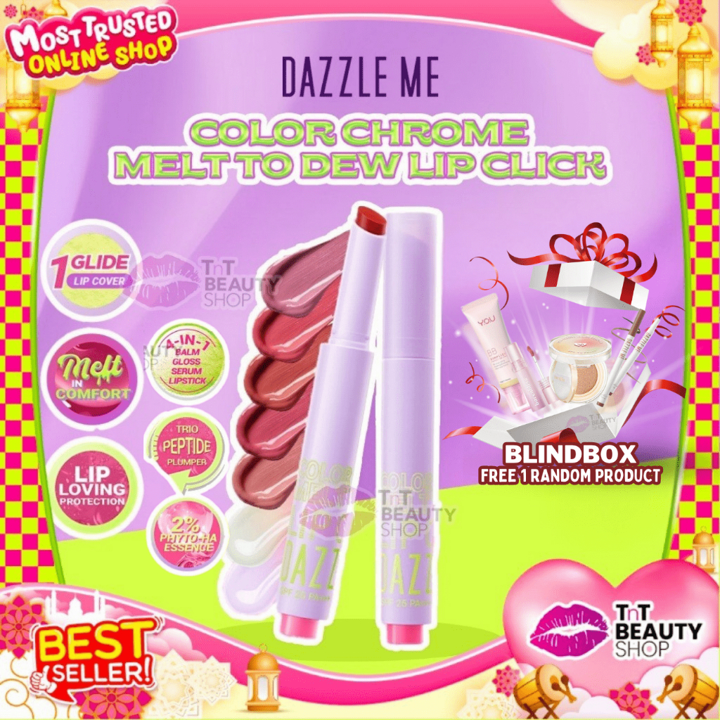 DAZZLE ME Color Chrome Melt To Dew Lip Click Watery Glossy Serum Lipstick | TnT Beauty Shop