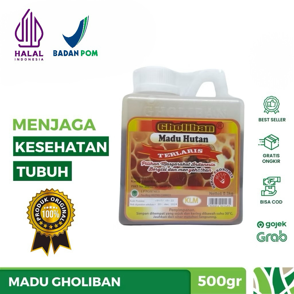 

(COD) Madu Hutan Kalimantan Gholiban 500gr | Natural Honey Original