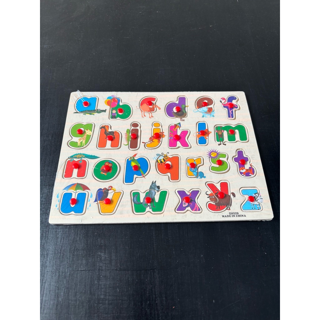 Mainan Anak Edukasi Puzzle Kayu / Blok Kayu Knob Huruf