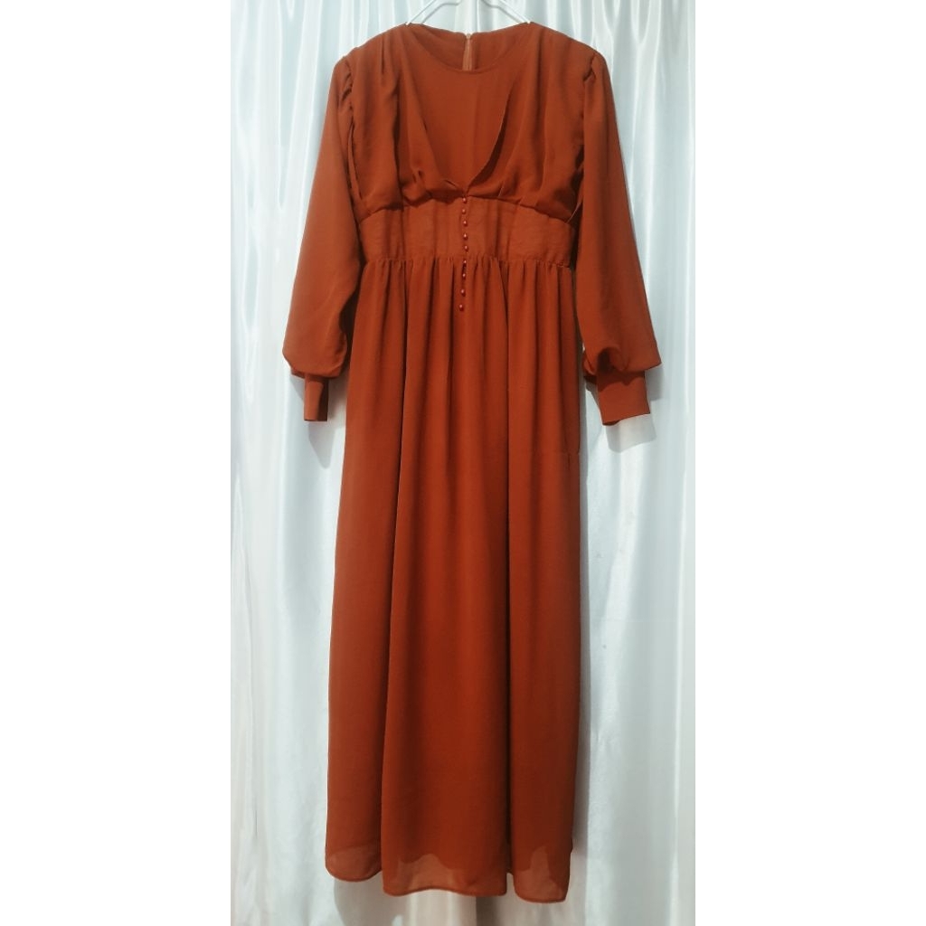 Gamis ceruty merah bata