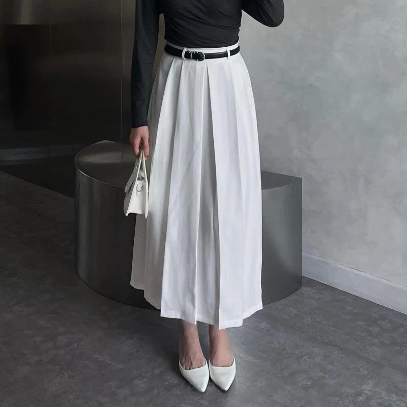 SAVVA SKIRT Rok Panjang Wanita Kerja Kantor Formal Flare Midi Skirt Putih Polos Terbaru Kekinian