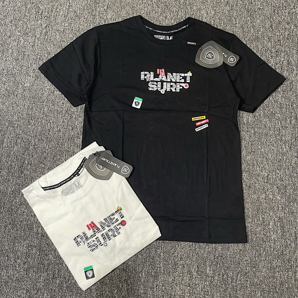 AMD 233 KAOS PLANET SURF PRIA LENGAN PENDEK HITAM PUTIH