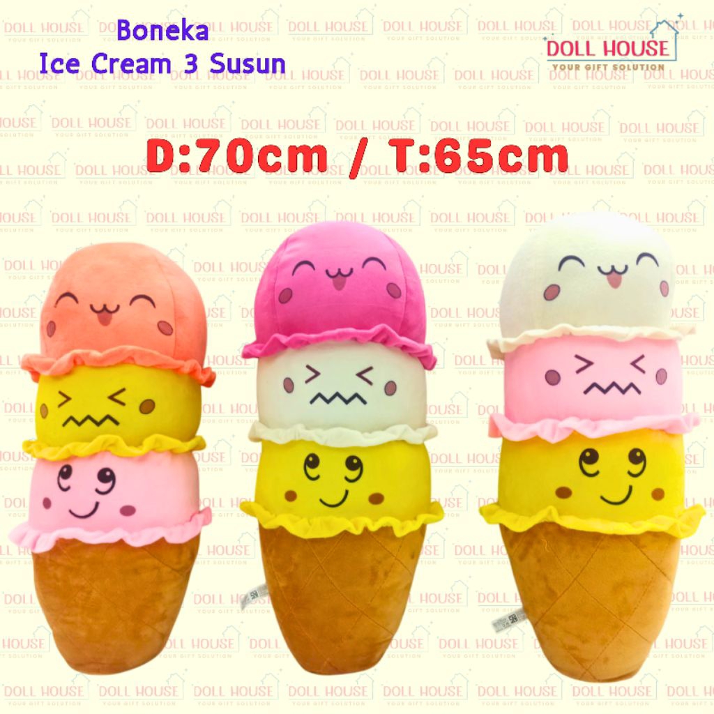 Boneka VIRAL Ice Cream / Boneka Ice Cream / Bantal Ice Cream 3 susun / Bantal ES KRIM CUTE / Boneka 
