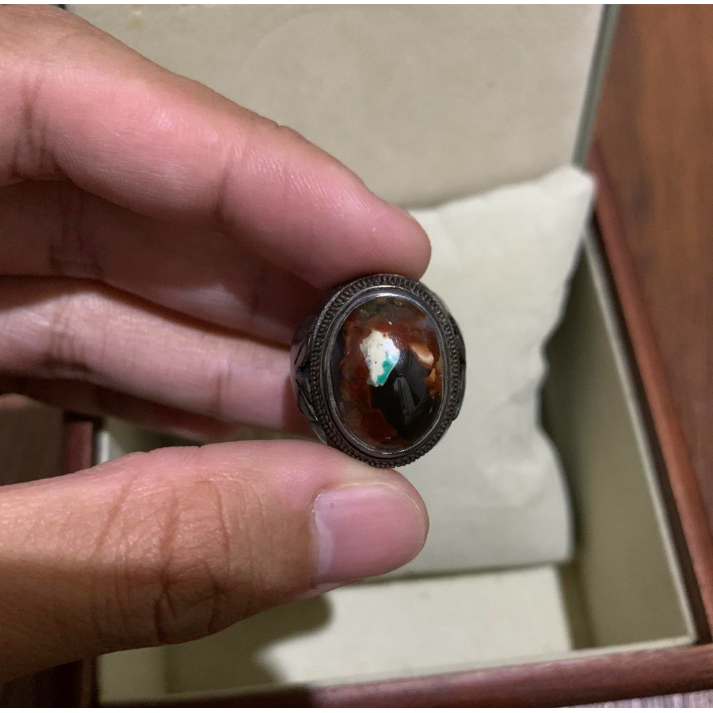 batu pancawarna kirpay garut ring perak UK. 16 (batu akik)