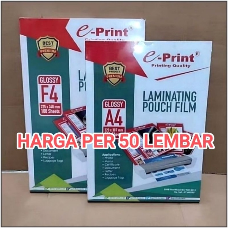 

KODE J53L 5 Lembar Plastik Laminating A4F4 EPRINT Kualitas Terpercaya PACKING AMAN