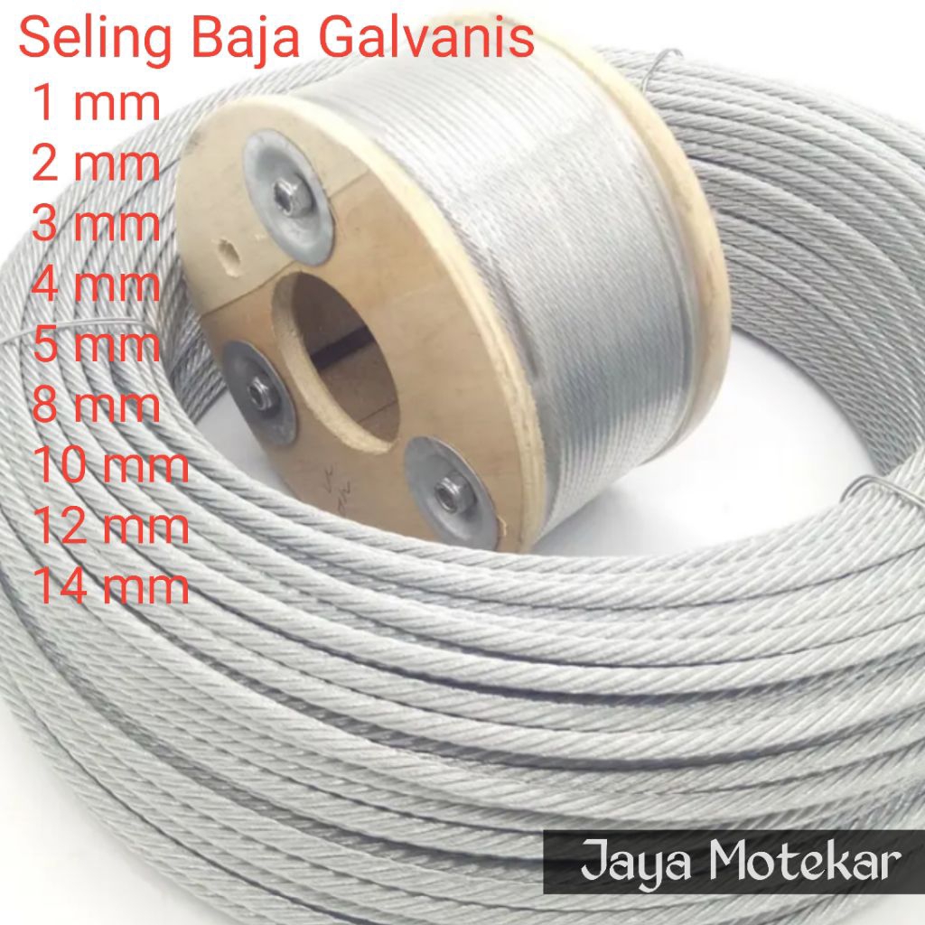 Sling Baja 8mm 10mm 12mm Seling Baja Bahan Galvanis Tali Kawat Seling Baja Wiro Rope