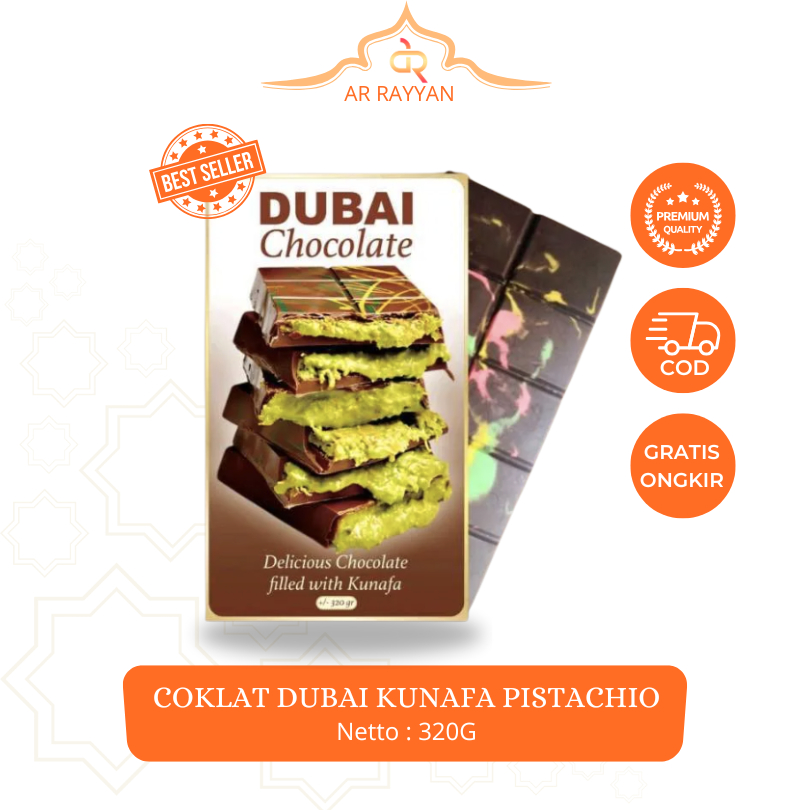 

Chocolate Dubai Original Crispy PISTACHIO KUNAFE Berat ±320 gr Coklat Viral